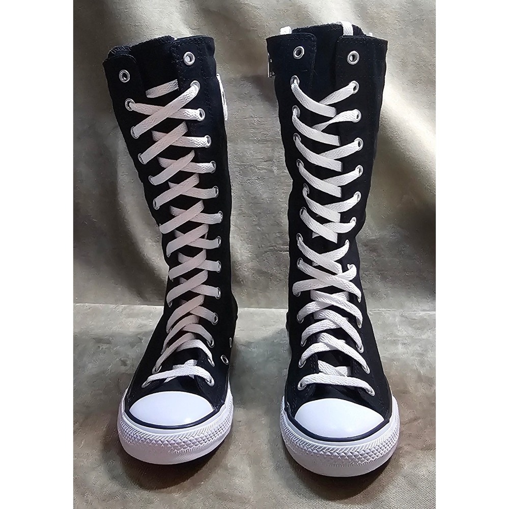 Converse Chuck Taylor All Star XX-Hi‎ Black Canvas Knee High Youth Boots Size 1